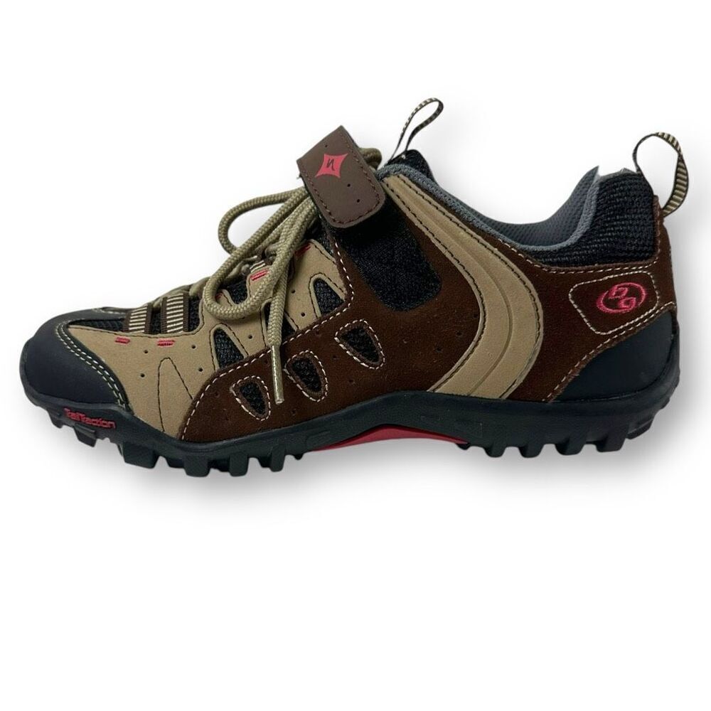 Specialized Women's Size 7 Taho Cycling Shoe Brown Tan Pink Bicycle‎ Sneaker